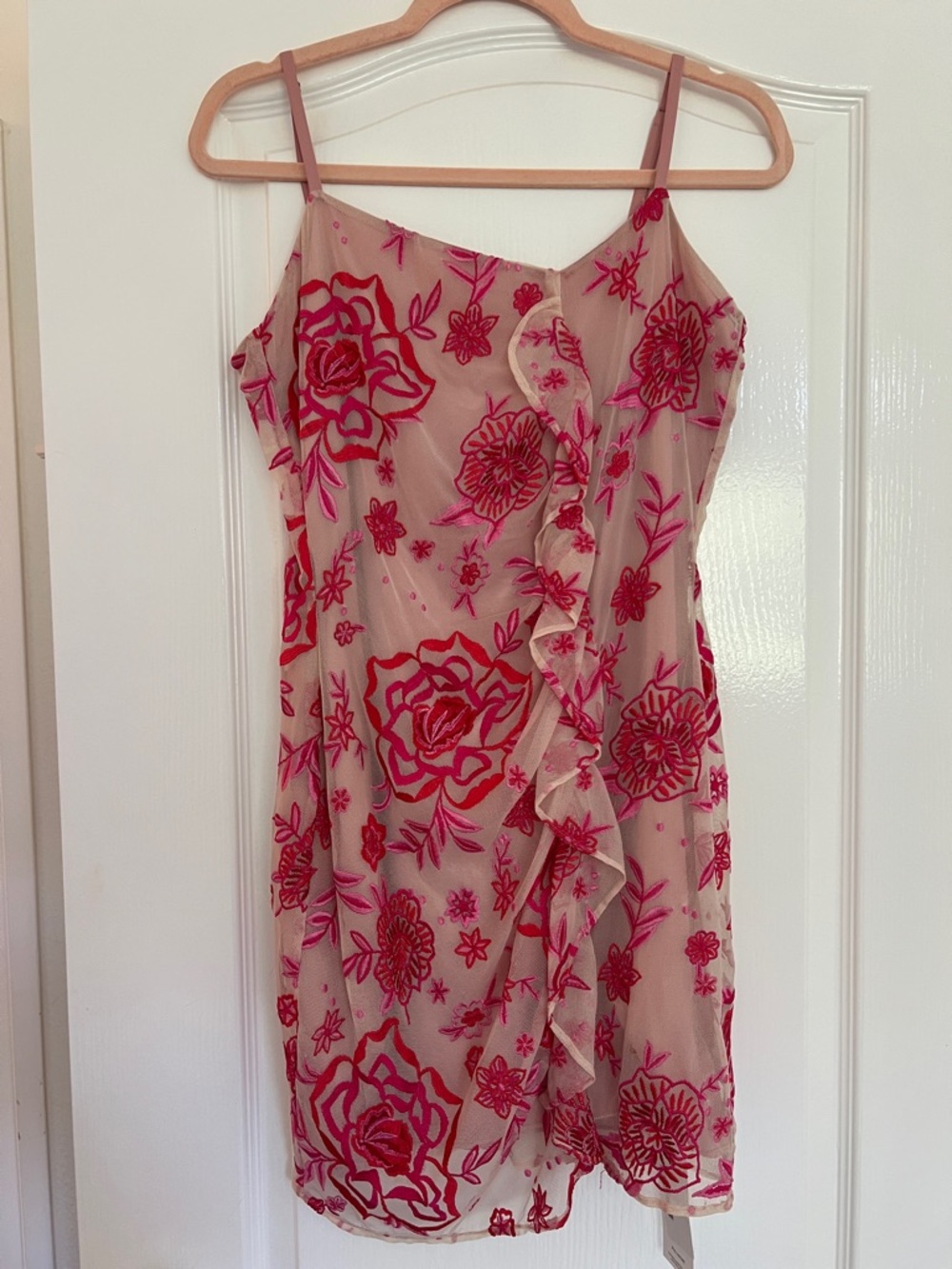 Parker Pink Floral Ruffle Mini Dress